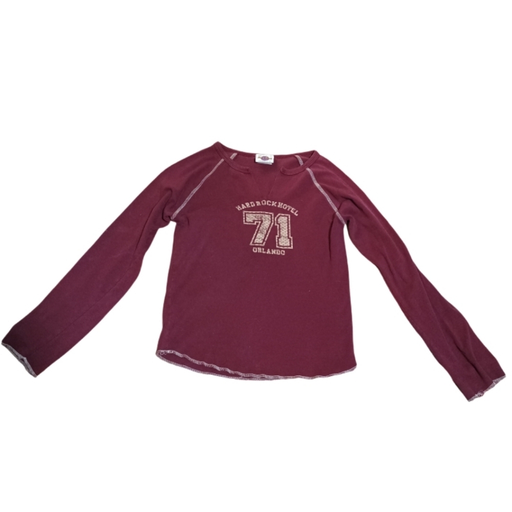 Hard Rock Cafe Women's Maroon Long Sleeve Tee